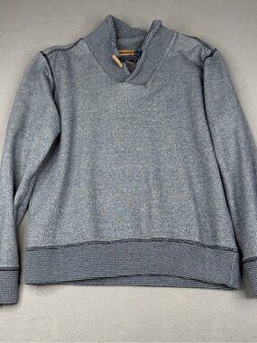 Random Access Shawl Collar Fisherman Knit Sweater Men's Small Gray Blue